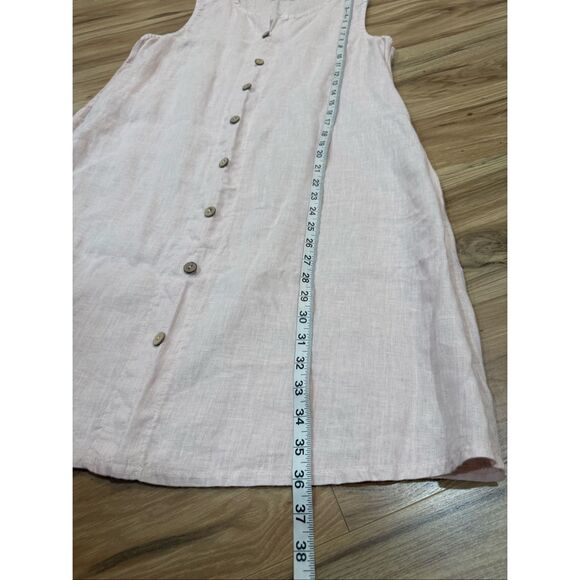 Terzo Millennio pink 100% linen decor button shift dress size Medium - Picture 7 of 7